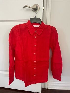 NWT Lands' End Women’s XS Petite Linen Long-Sleeve Button-Down Shirt